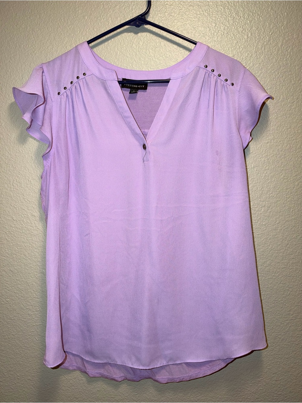 Worthington Light Lavender Ruffle Sleeve Blouse